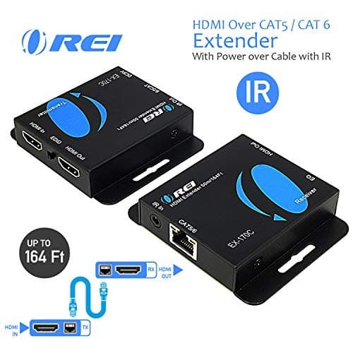 HDMI Extender Over CAT5/CAT6 by  with IR Upto 164 Feet - Loop Out - 1080P Full  5