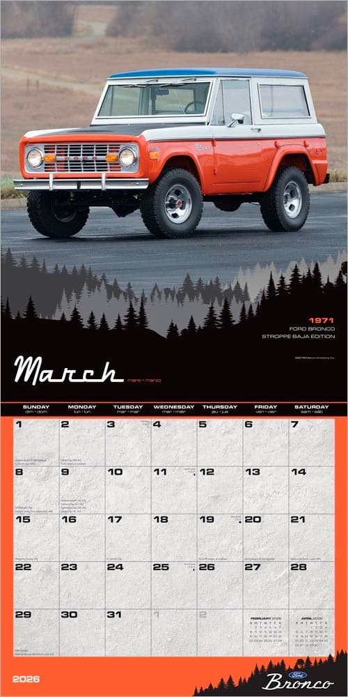 Ford Bronco OFFICIAL | 2026 12x24" (Hanging) Square Wall Calendar | Plastic-Free 3