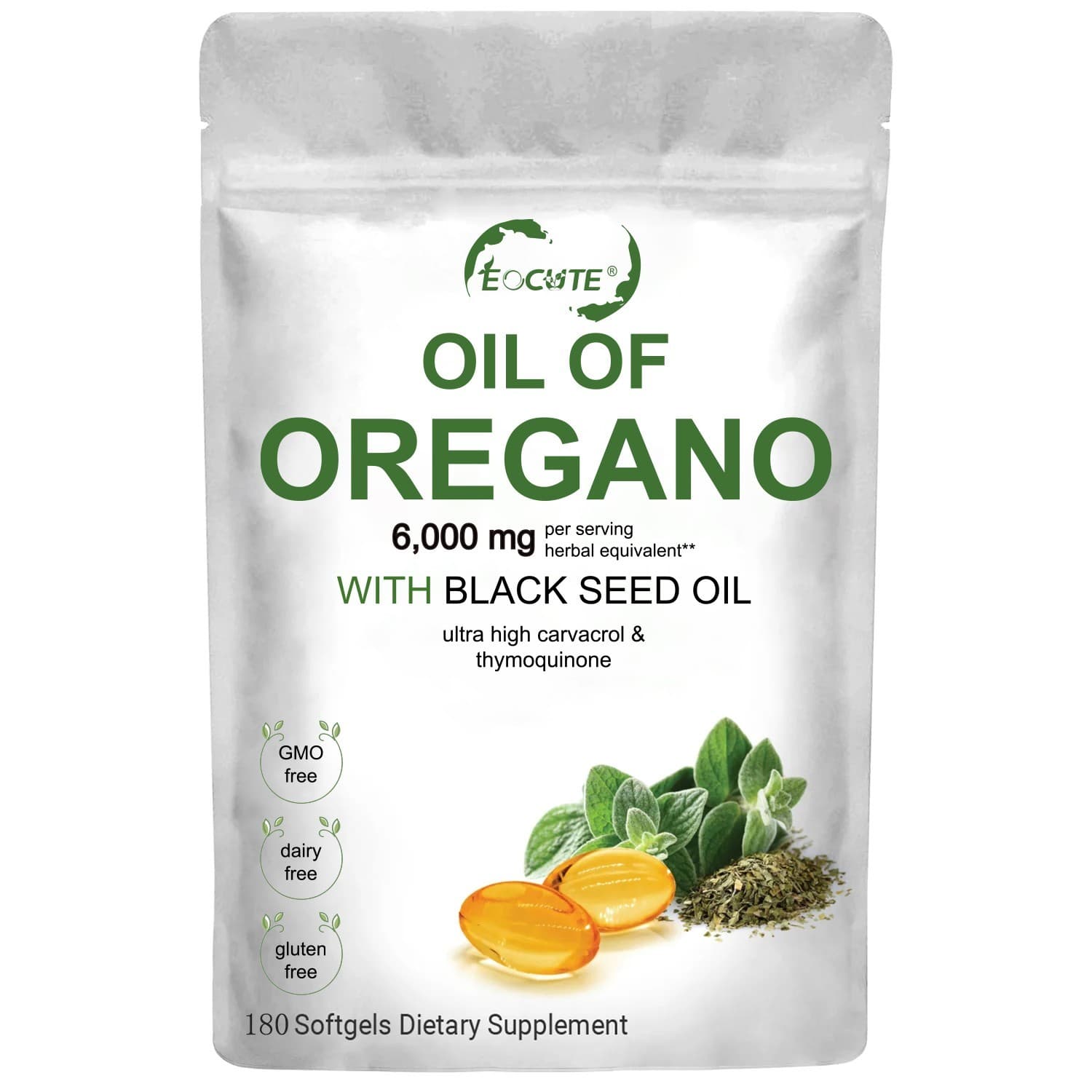 ​​Oil of Oregano 300 Softgels 2 in 1 Black Seed Oil Organic Herbal Supplement 2