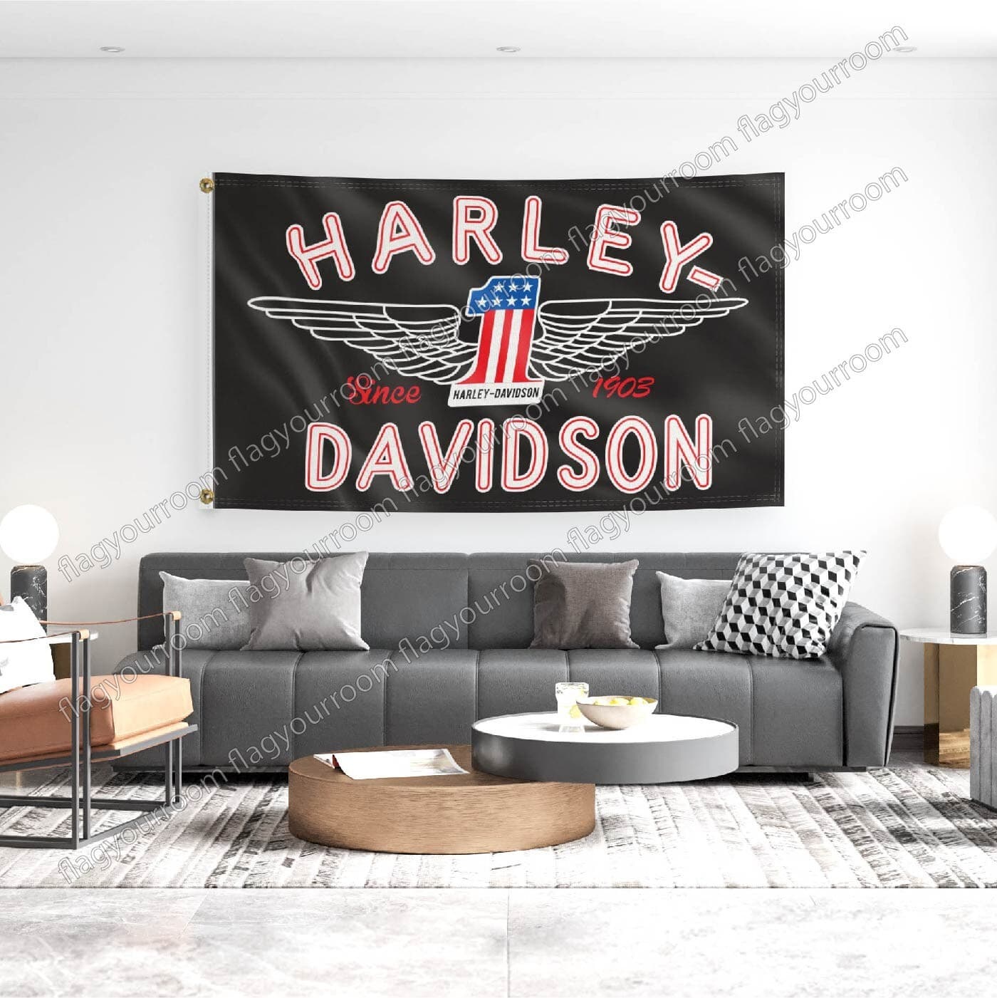 Harley Davidson Flag Banner 3 X 5 ft USA Flag Wings with Grommets FREE SHIPPING 2