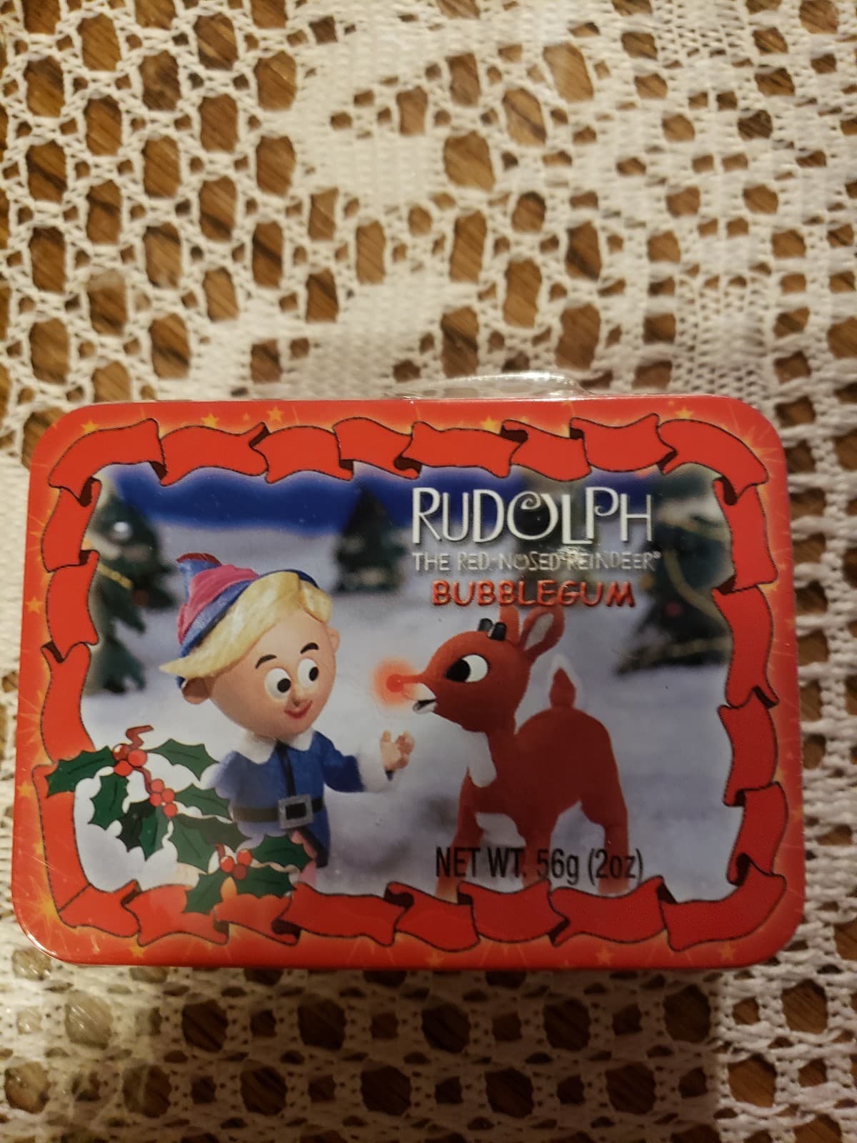 RUDOLPH CHRISTMAS MINI LUNCH BOX TIN WITH BUBBLE GUM SET OF 6 5