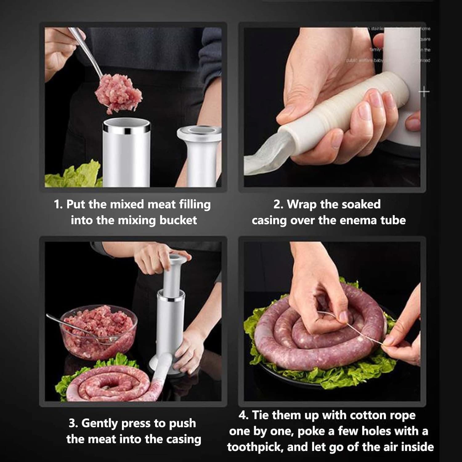 Sausage Stuffer Meatball Maker - 2 in 1 Vertical Sausage Maker Machine Sausag... 6