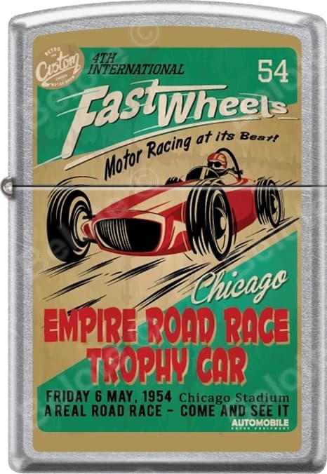 Zippo Old School 1940's Race Club 12 Lighter Set Vintage Poster Street Chrome 2