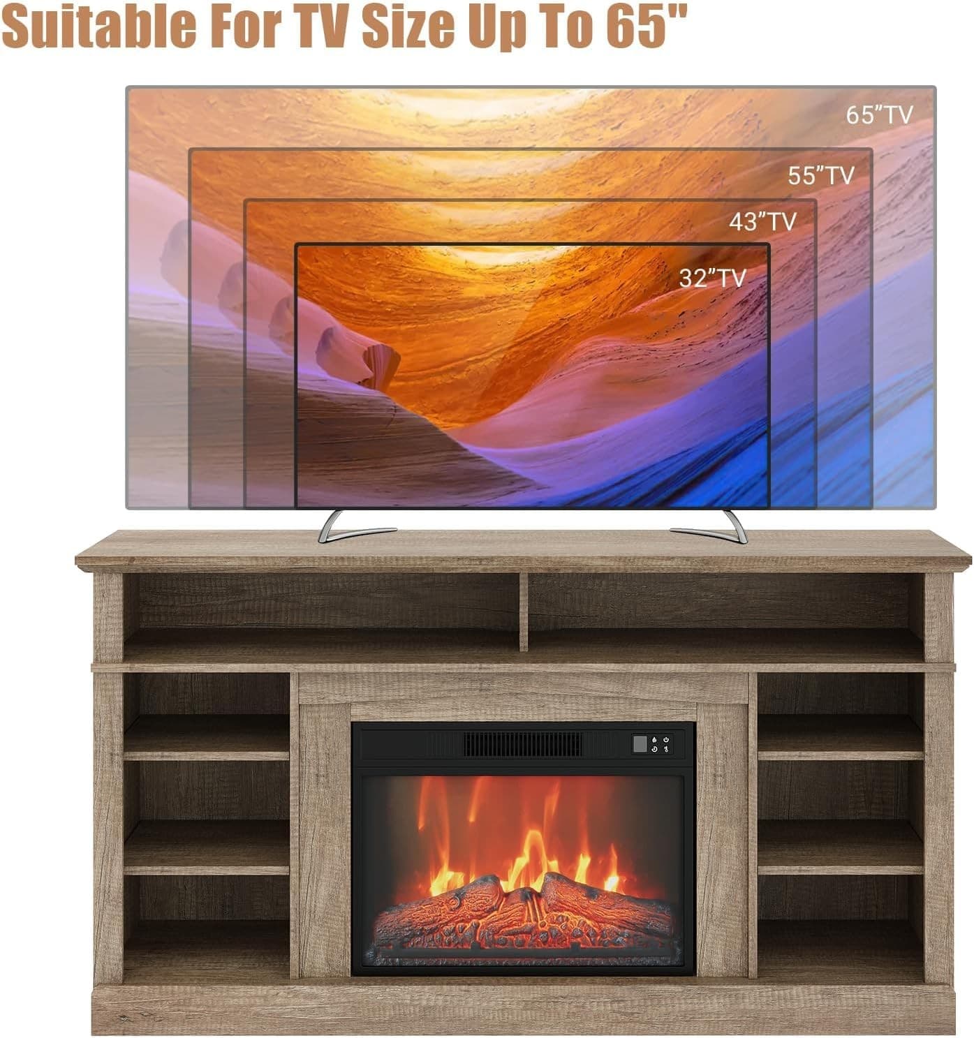 Electric Fireplace TV Stand 58 Inch with 23 Inch Wick Remote 1400W Heater 3