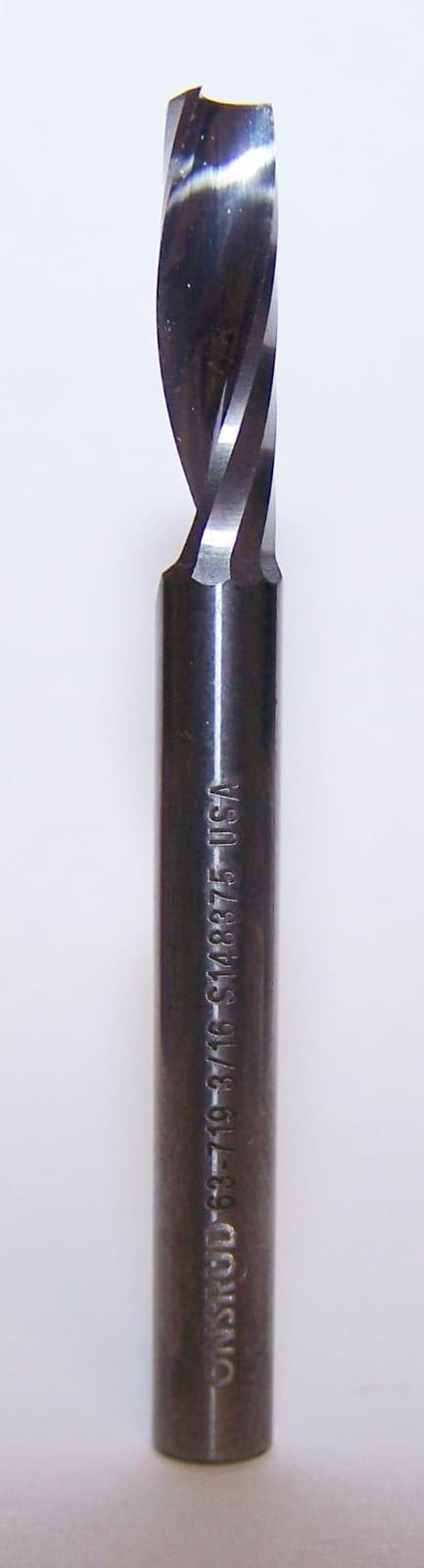 3/16" (.1875") CARBIDE SINGLE O FLUTE END MILL ROUTER HARD PLASTIC ONSRUD 63-719 4