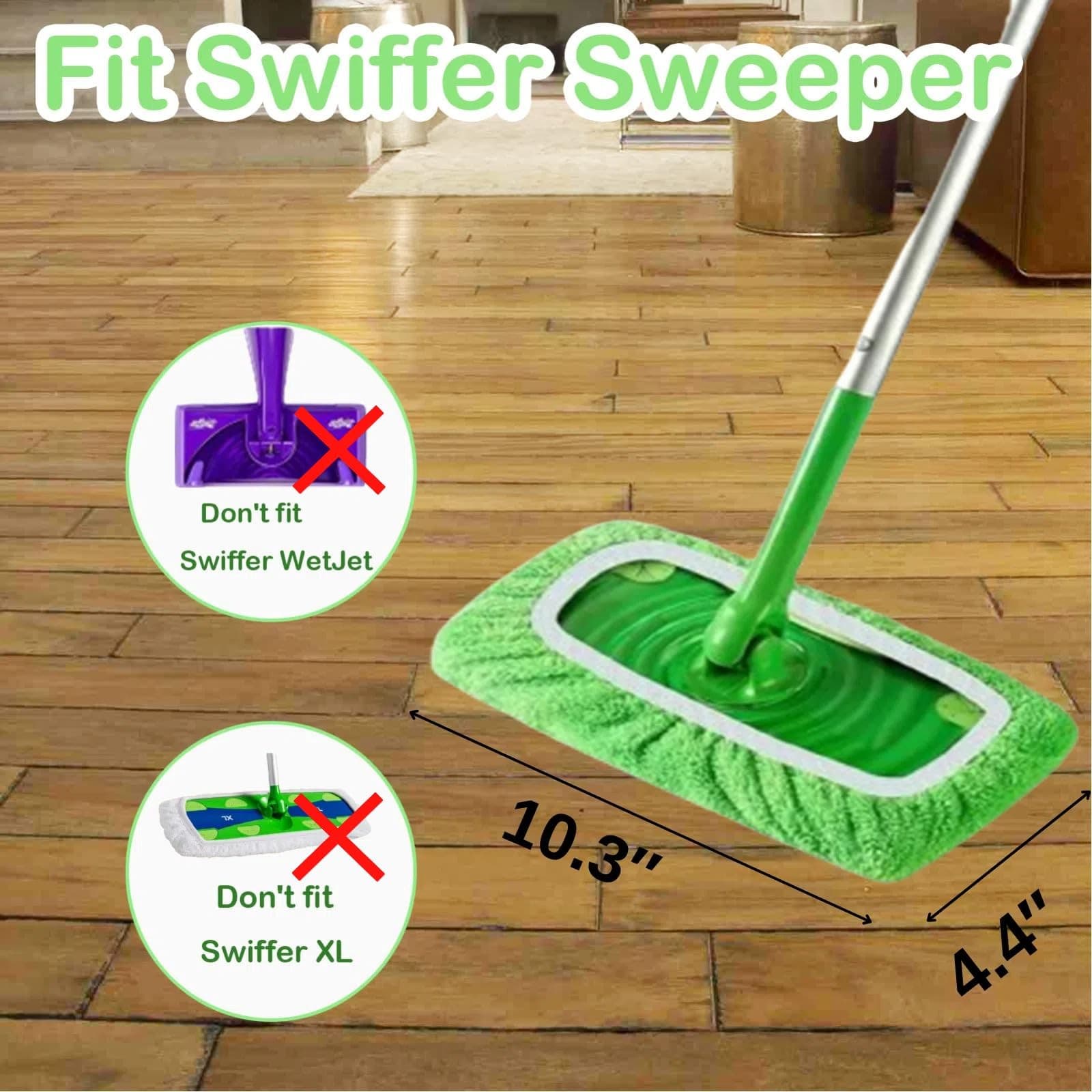 4 Pack Reusable Microfiber Mop Pads Compatible with Swiffer Sweeper, Washable... 2