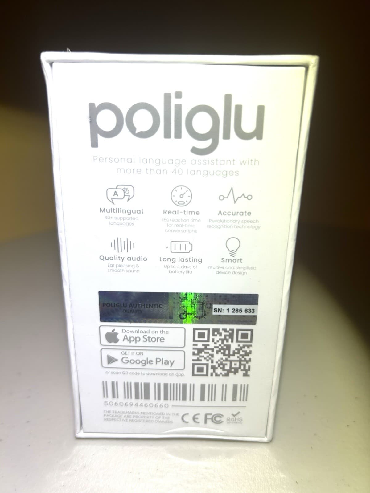 New Poliglu Real Time Translator. Over 40 Languages. Sealed  3