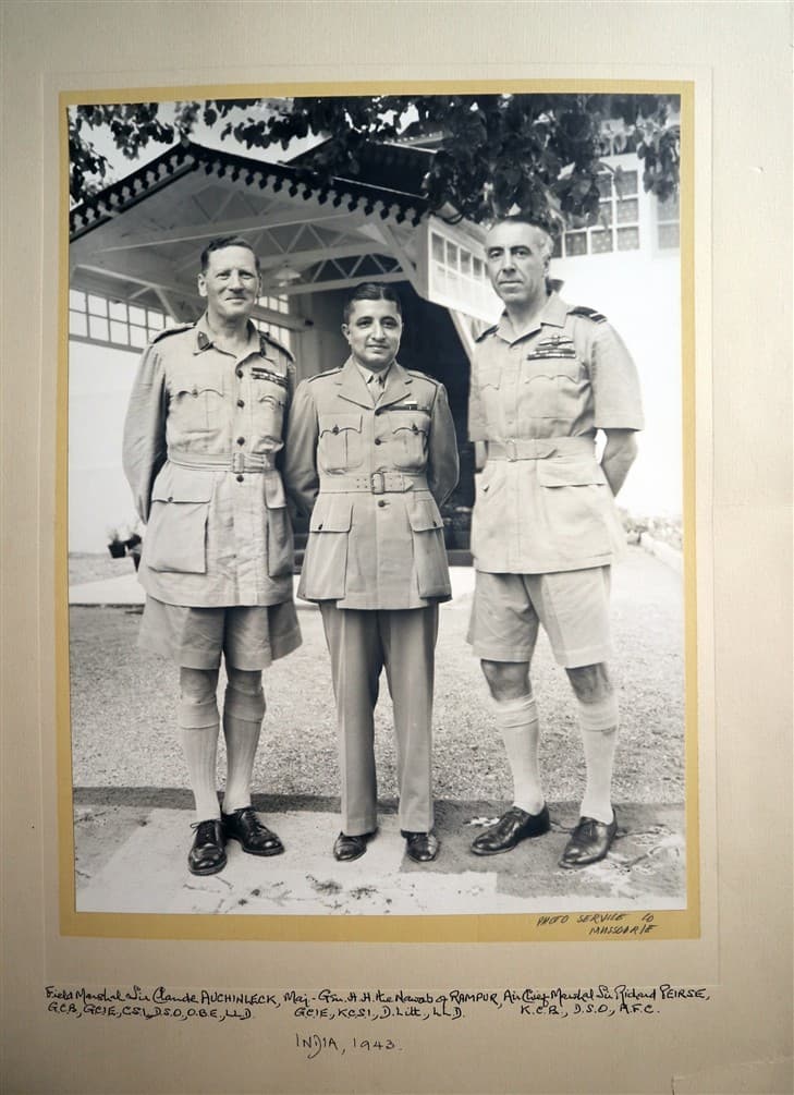 Original 1943 Photograph General Auchinleck / Nawab Of Rampur / Air Chief Peirse