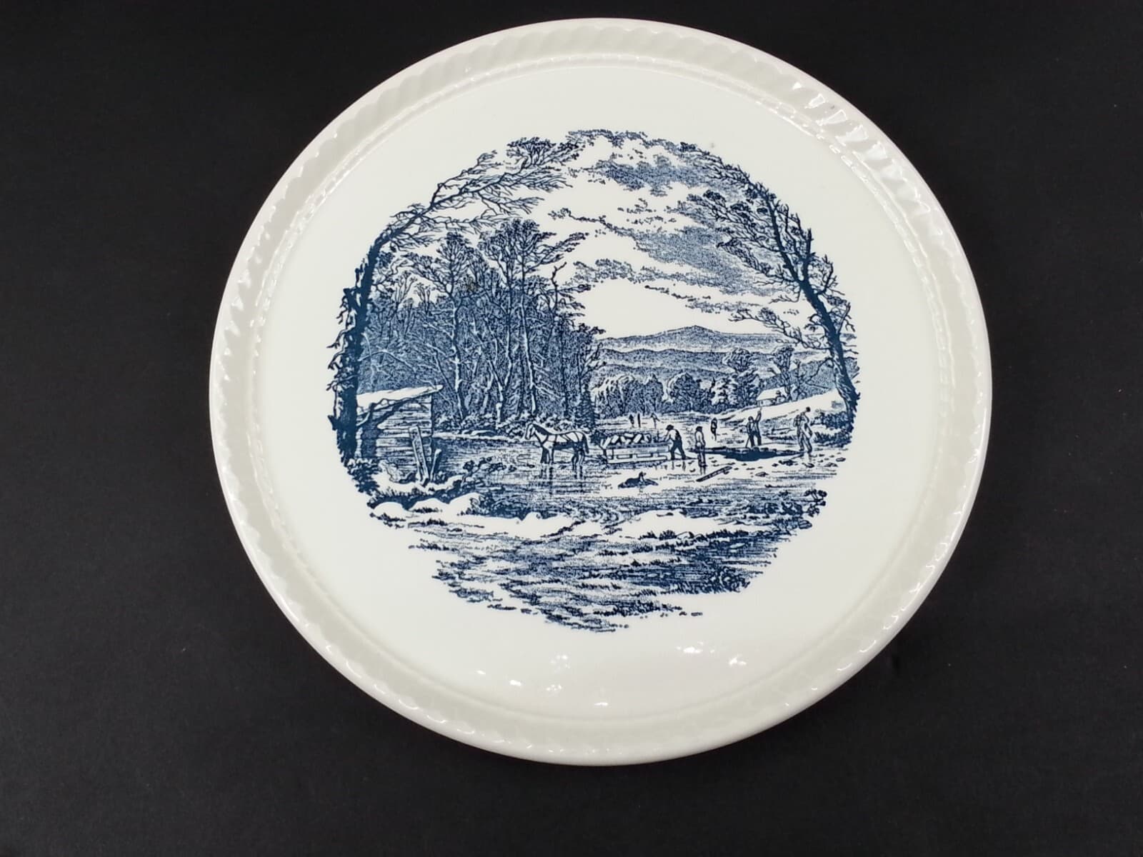 5 Piece Royal China Cake Serving Platter Plate Winter Scene 5