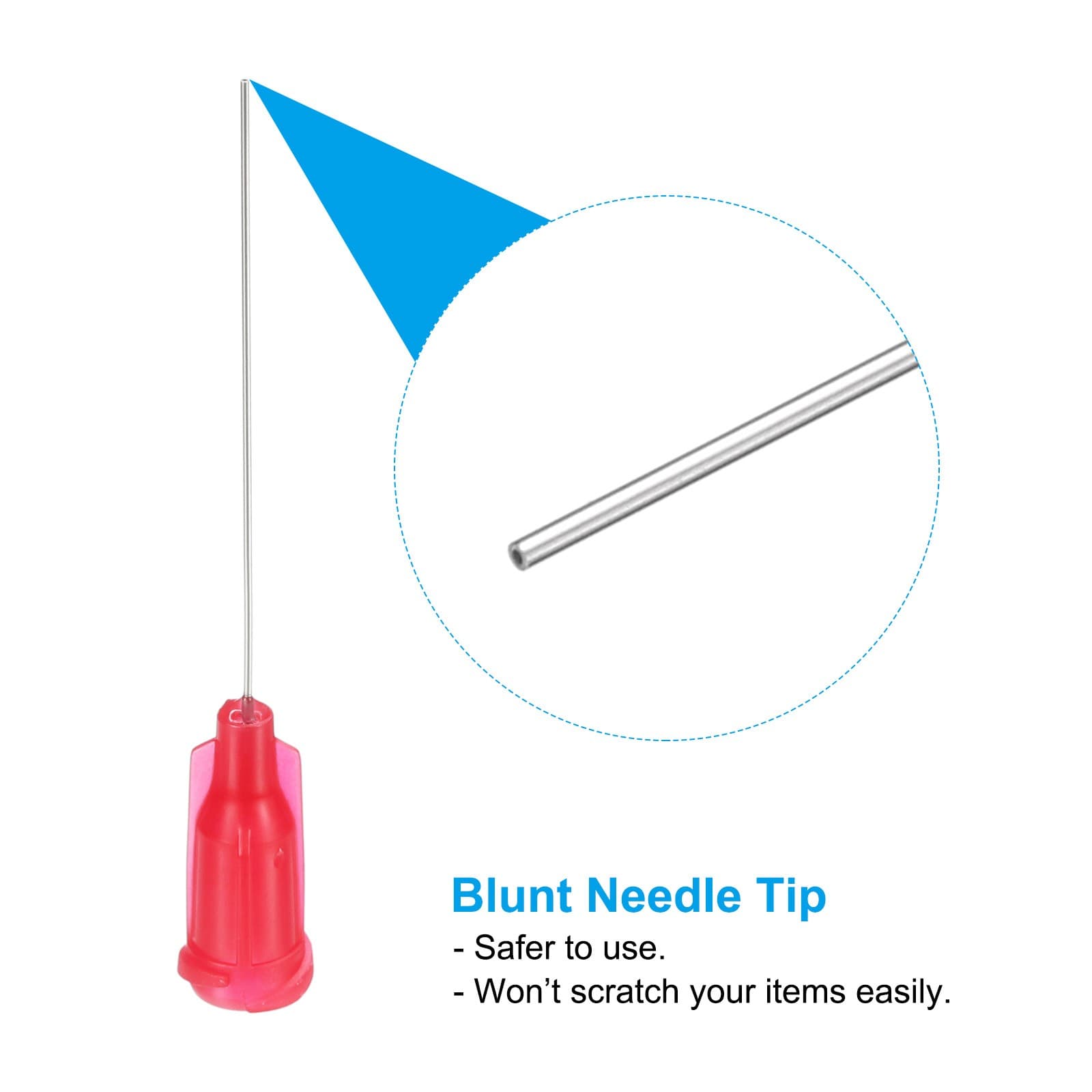 50Pcs 25Gax1.5" Dispensing Needle Tip Stainless Steel and Plastic Rose Red 5