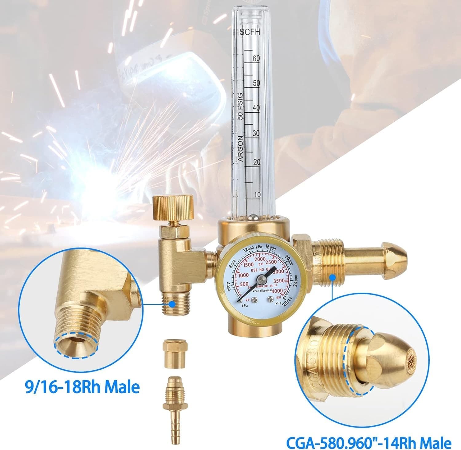 6.6Ft Argon Flow Meter Regulator with Pressure Gauge for Safe Welding Projects 5