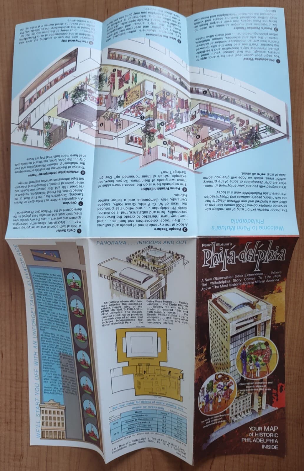 Philadelphia PA - Penn Mutual Observation Deck - Vintage 1975 Brochure / Map 4