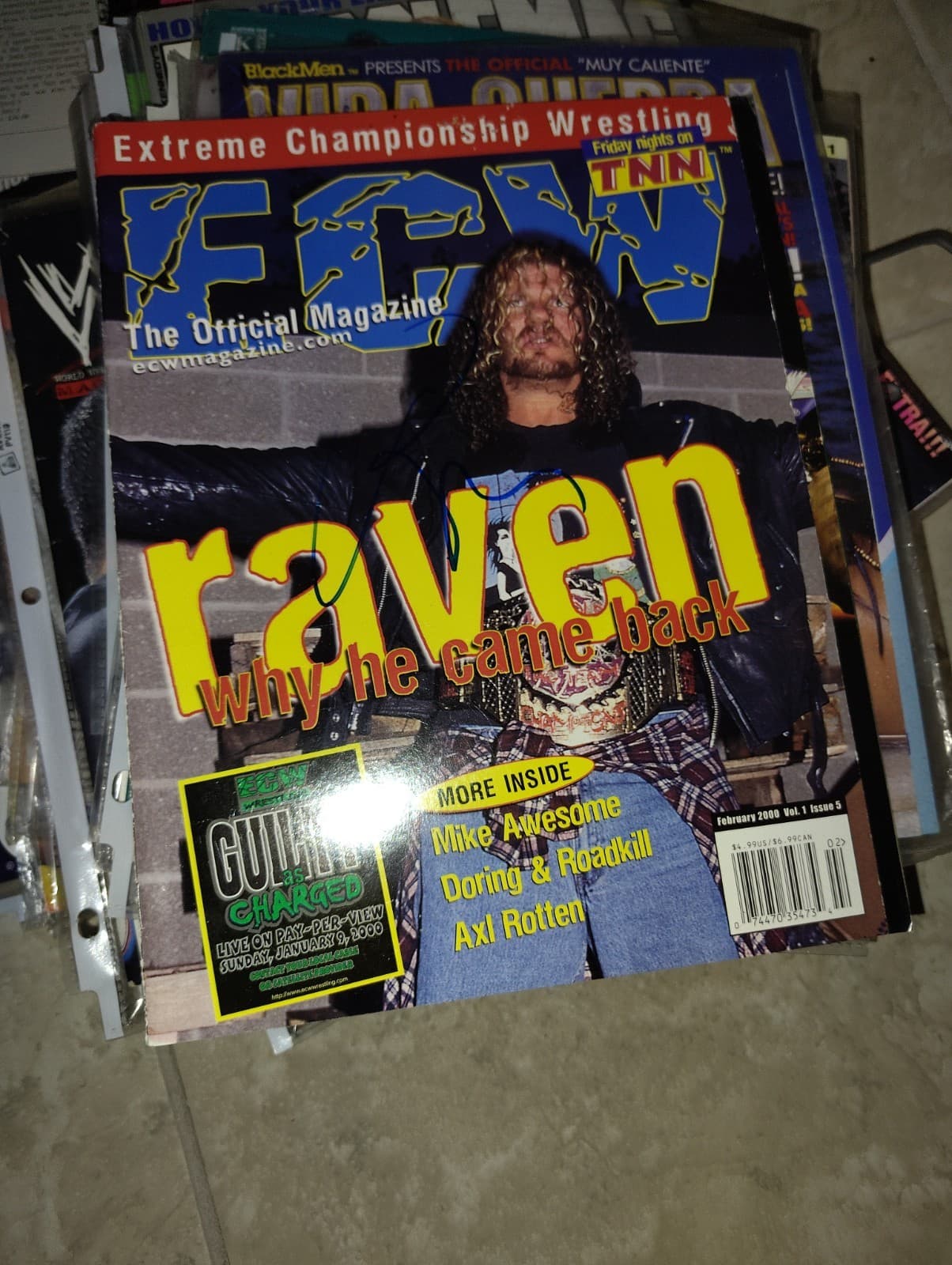 Raven Signed Ecw Rare Magazine Hard Find WWE WWF Ecw Tna 3