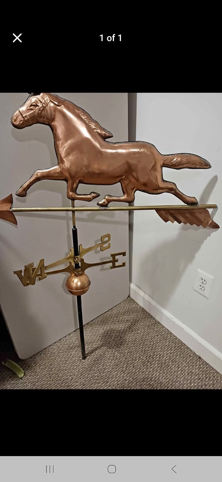 Antique Vintage Copper Weathervane Topper Running Horse Figure 30 Inches 2