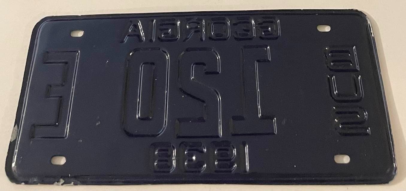 Vintage 1938 Georgia School Bus License Plate 120 E RESTORED 12.25" x 4.4" 6