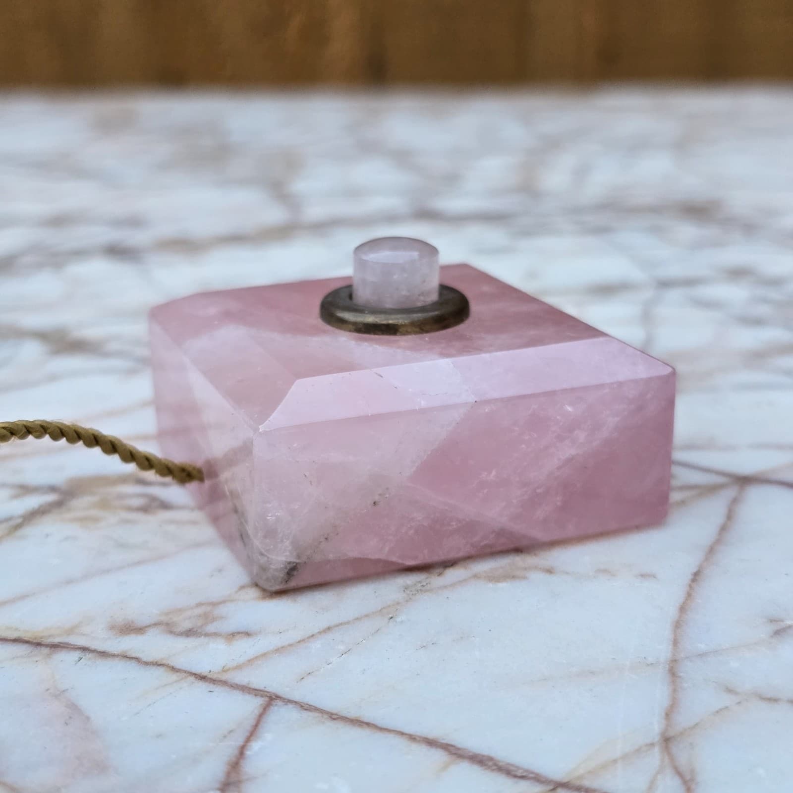 Antique Rose Quartz Servants Bell Push Call Button -  Carved c19th Superb Switch 3