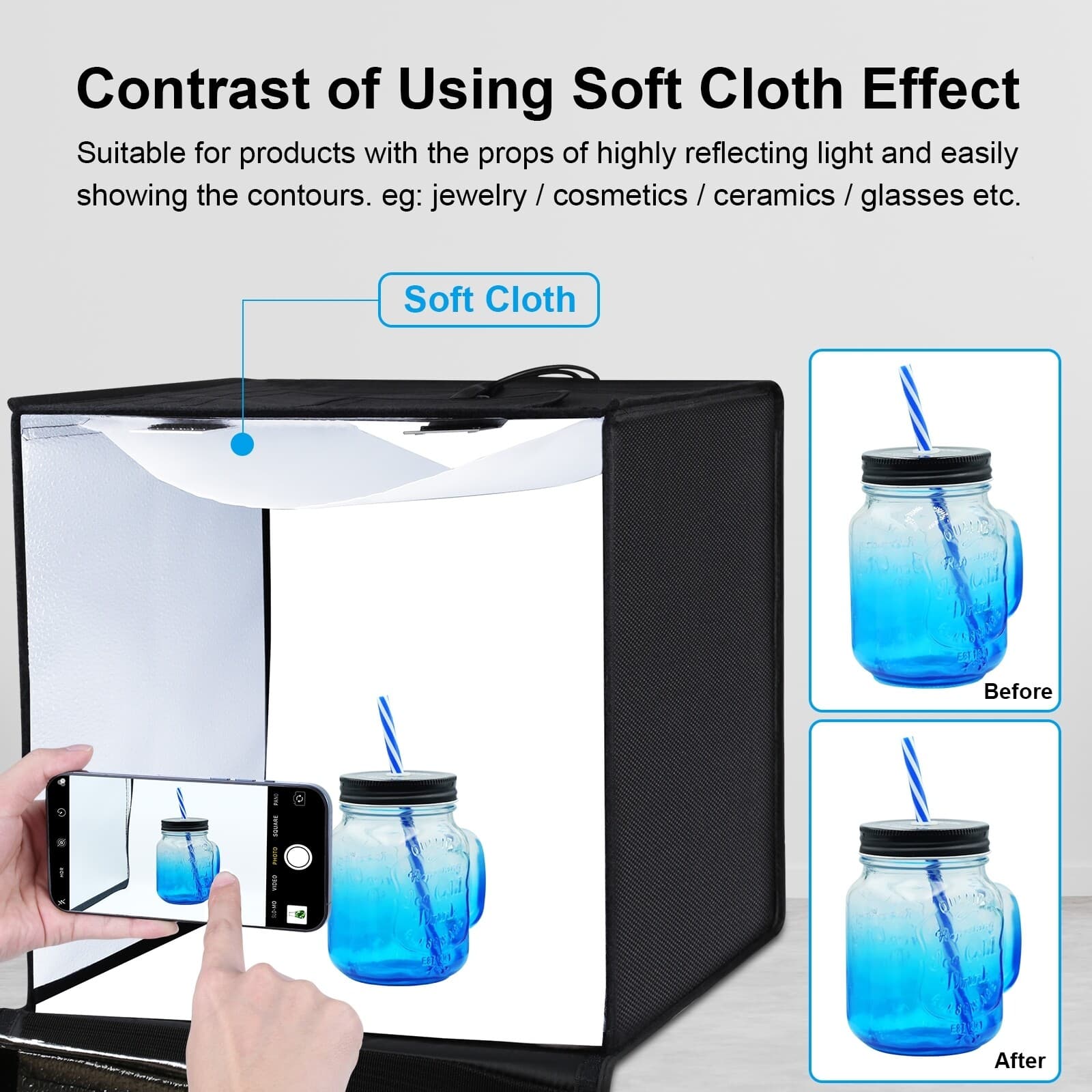 24"x24" Large Portable LED Photo Light Box Tent Cube Studio Photography Foldable 4