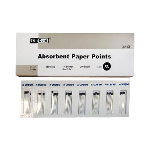 DiaDent 202-306 Absorbent Paper Points Black Cell Package Extra Coarse 200/Pk