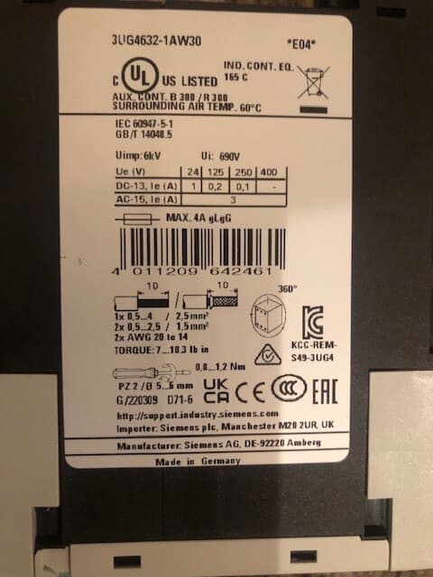 SIEMENS 3UG4632-1AW30 SIRIUS DIGITAL VOLTAGE MONITORING RELAY NEW!!! 3