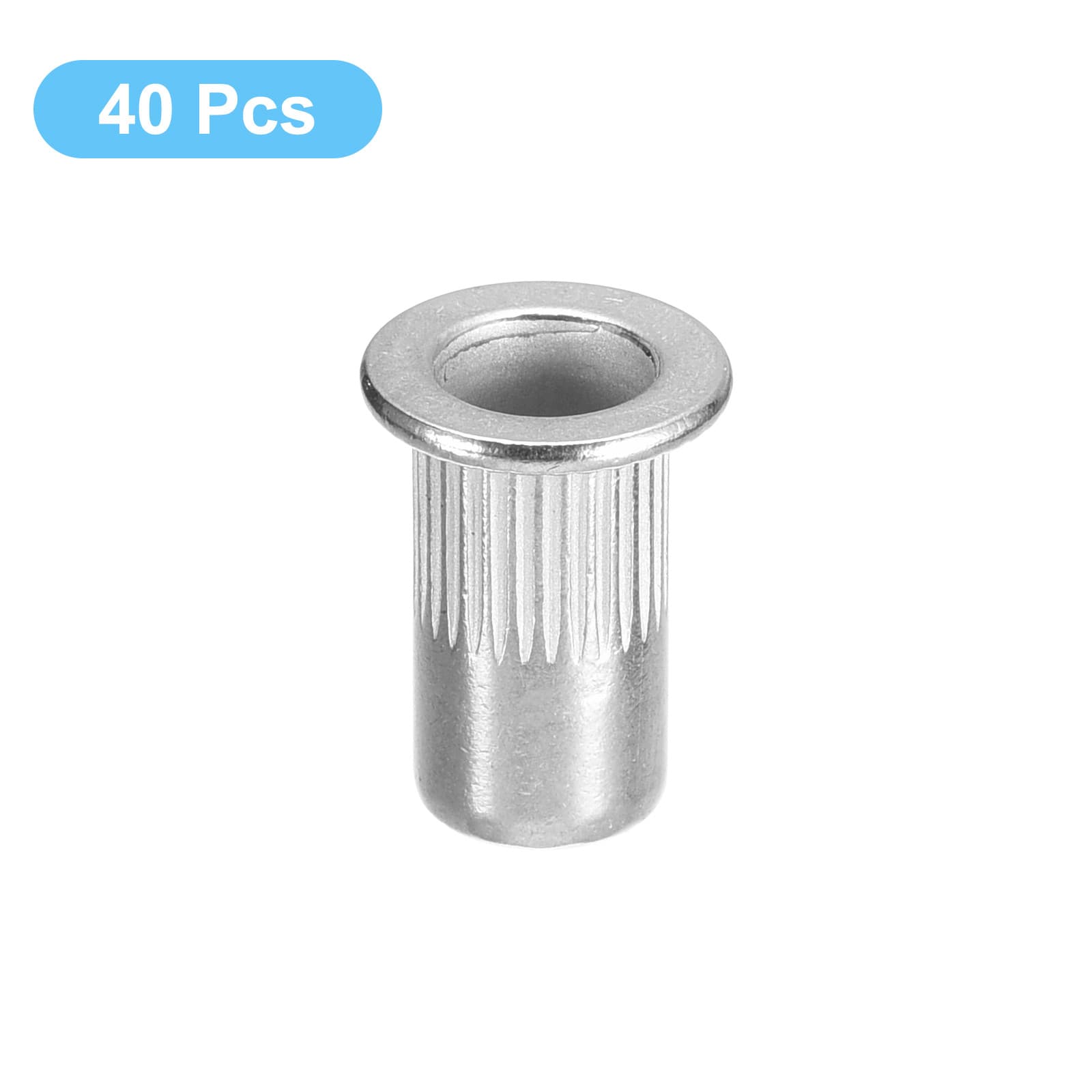 40pcs #10-32 Rivet Nuts 304 Stainless Steel Flat Head Threaded Insert Nuts 3