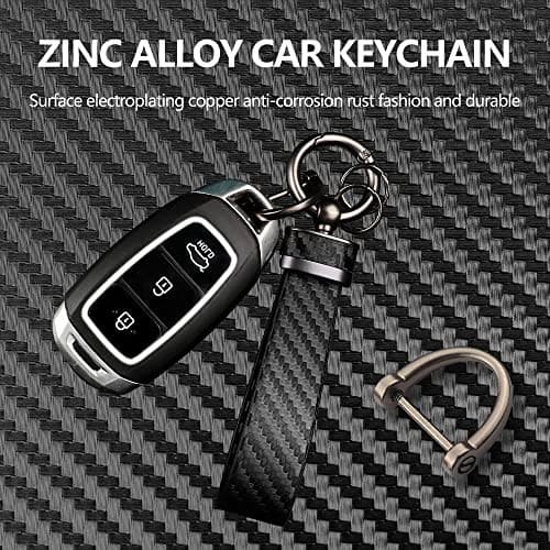 Turcee Leather Car Keychain - Carbon Fiber Interior Key Fob with Anti Black 4