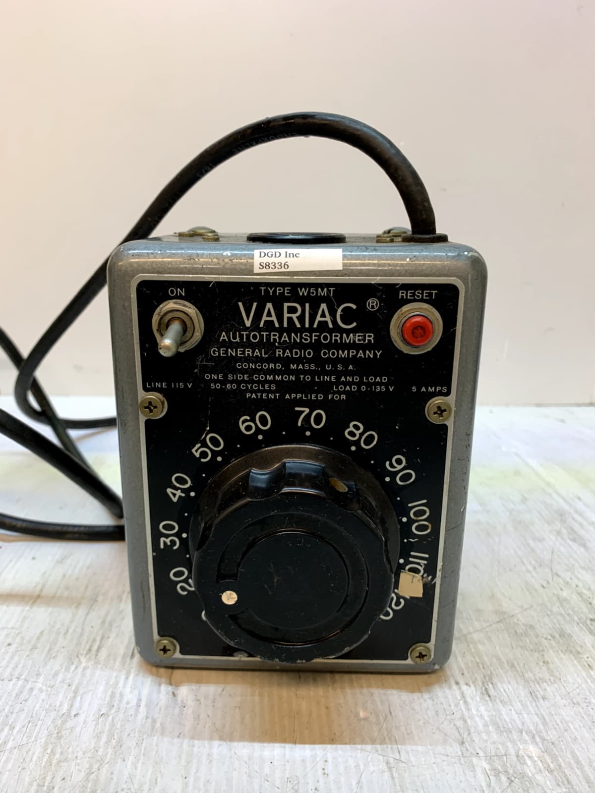 General Radio Variac Type W5MT Autotransformer S8336