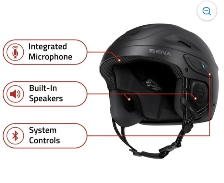 Sena Latitude SX Smart Snow/Ski Helmet, Built-in Speakers Mic Intercom, Black, M 6