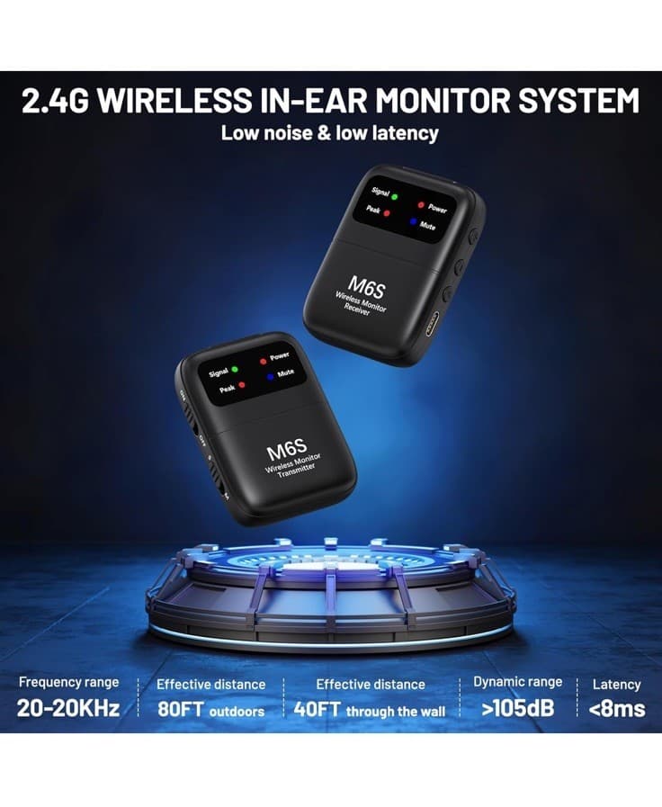 Keten Wireless in Ear Monitor System, 2.4G Automatic Pairing IEM System Black  5