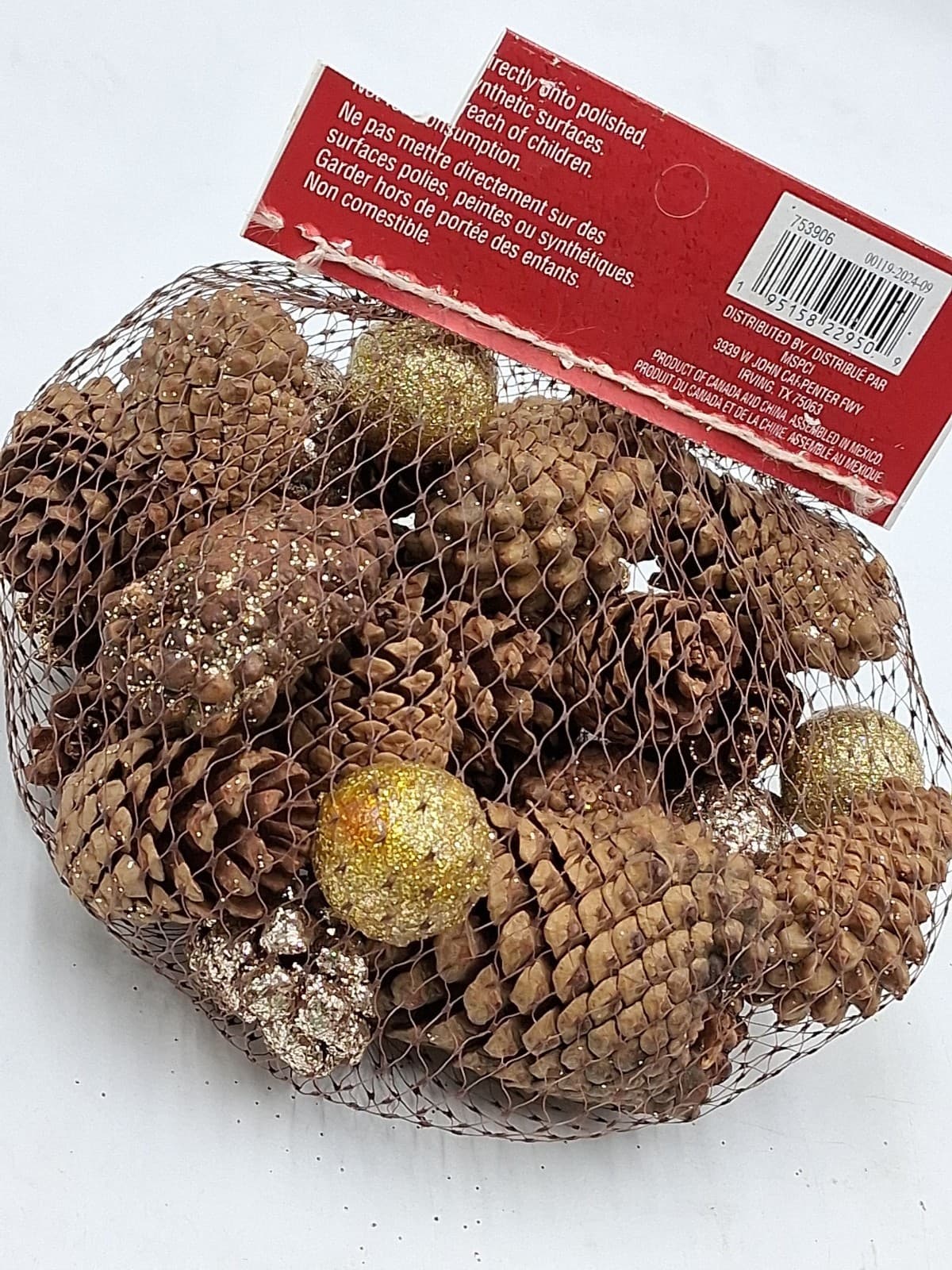 Ashland Pine Cone Mix Bag Natural & Gold Cinnamon Scent Christmas Holiday Decor 3