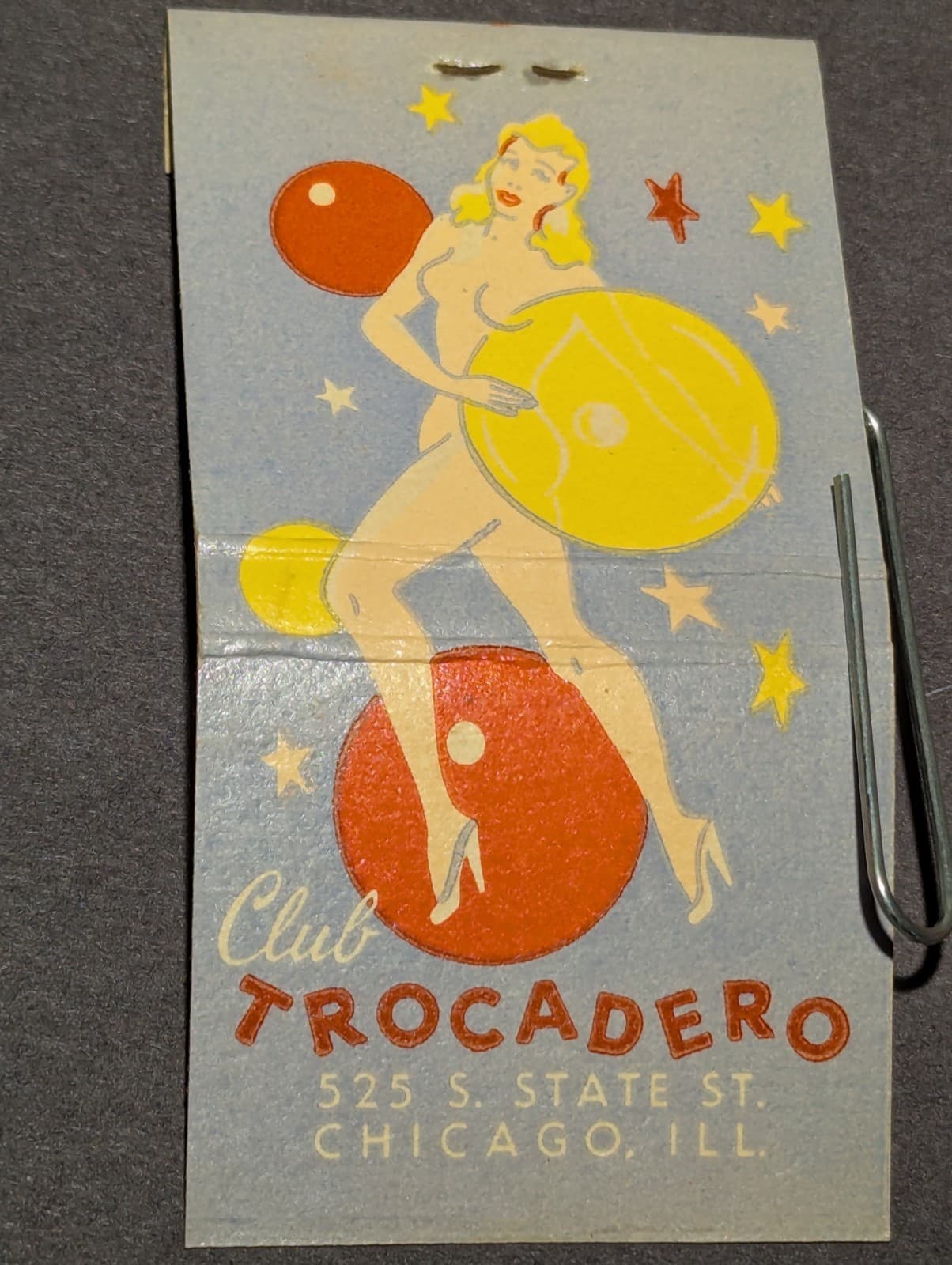 Full Length-Girlie Feature Matchbook from the CLUB TROCADERO/Chicago /Burlesque 