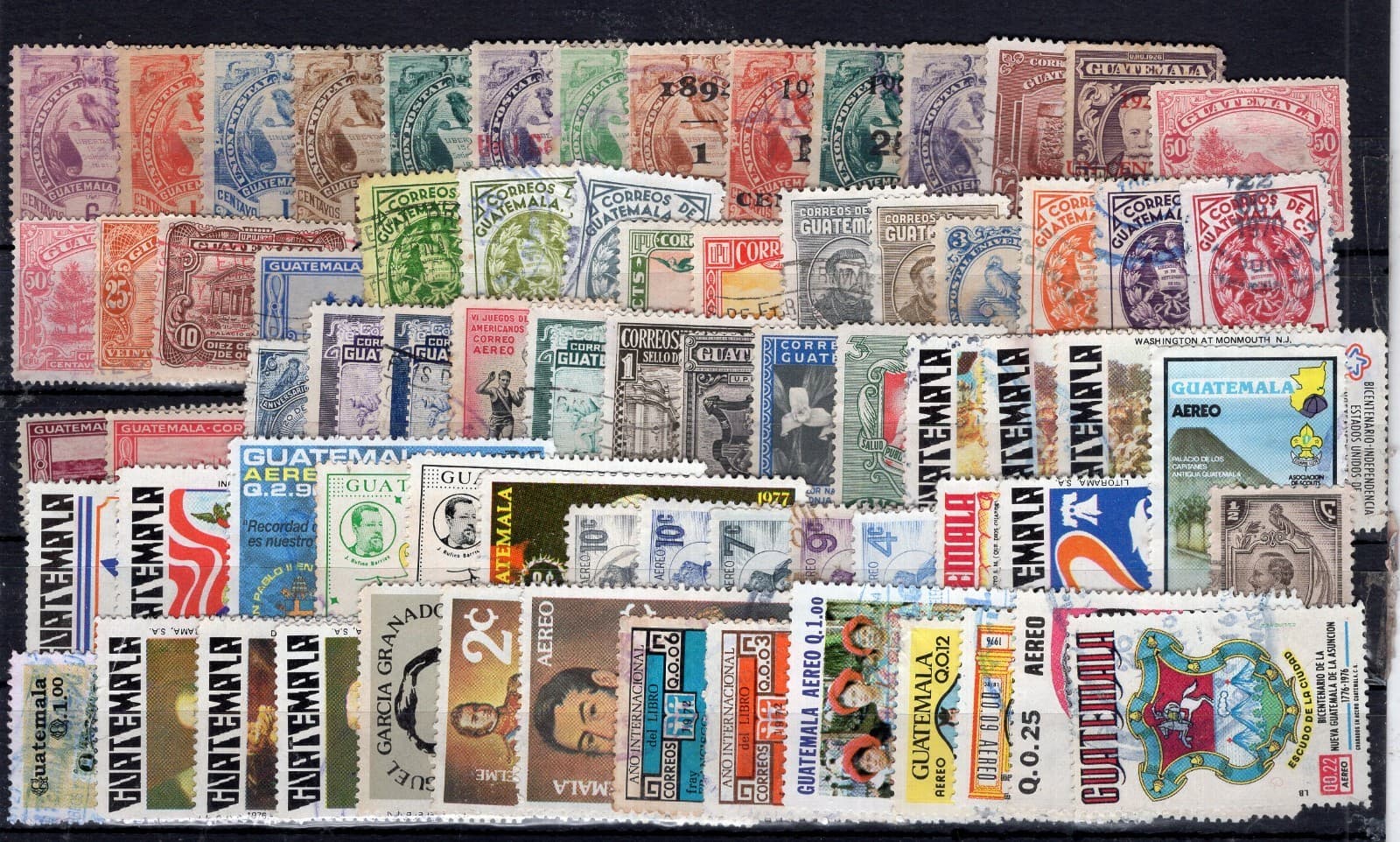 GUATEMALA LOT, 72 DIFFERENT STAMPS, USED