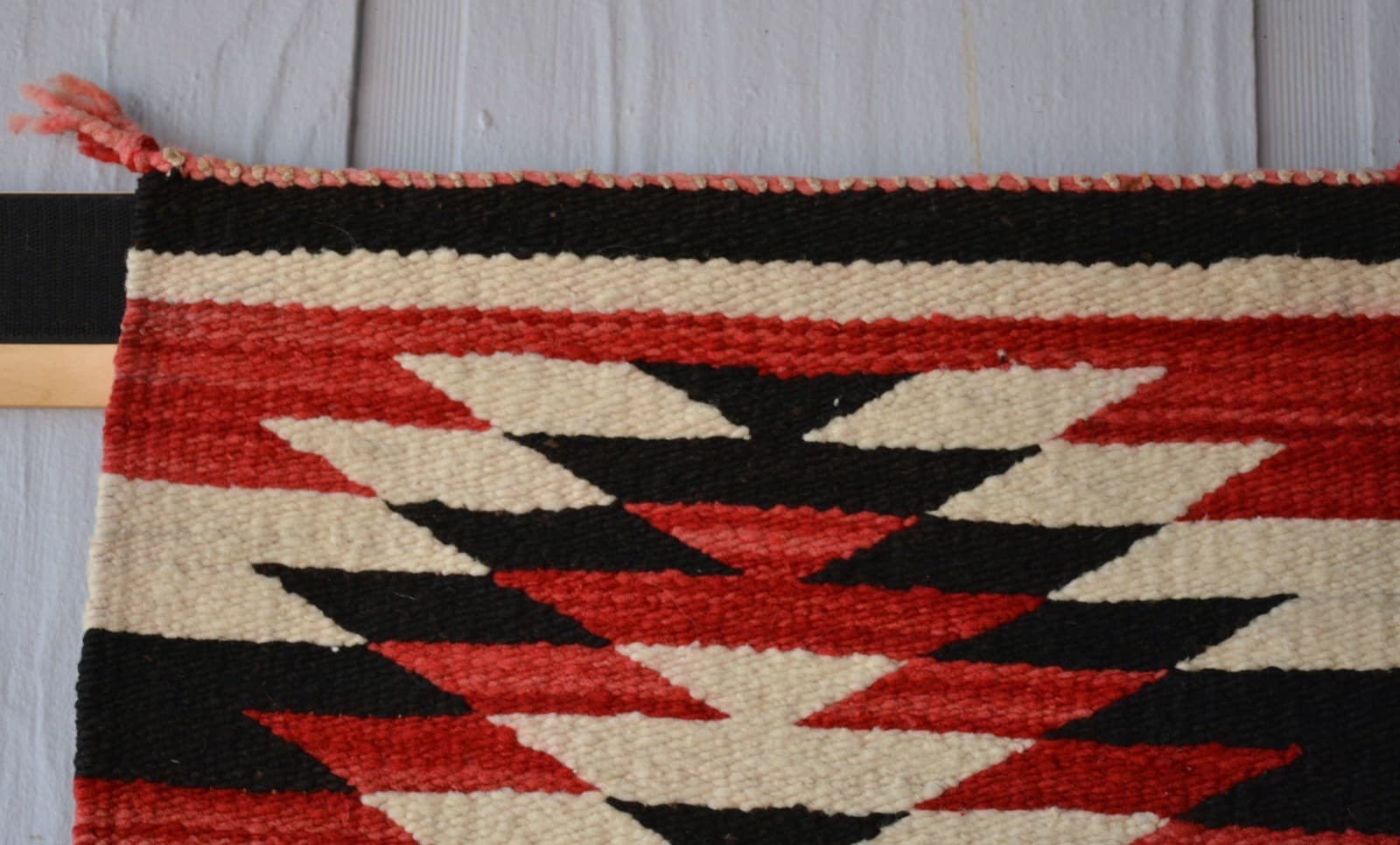 Old Navajo Rug - Red Diamond Ganado Eye Dazzler - 38" x 17.5" 3