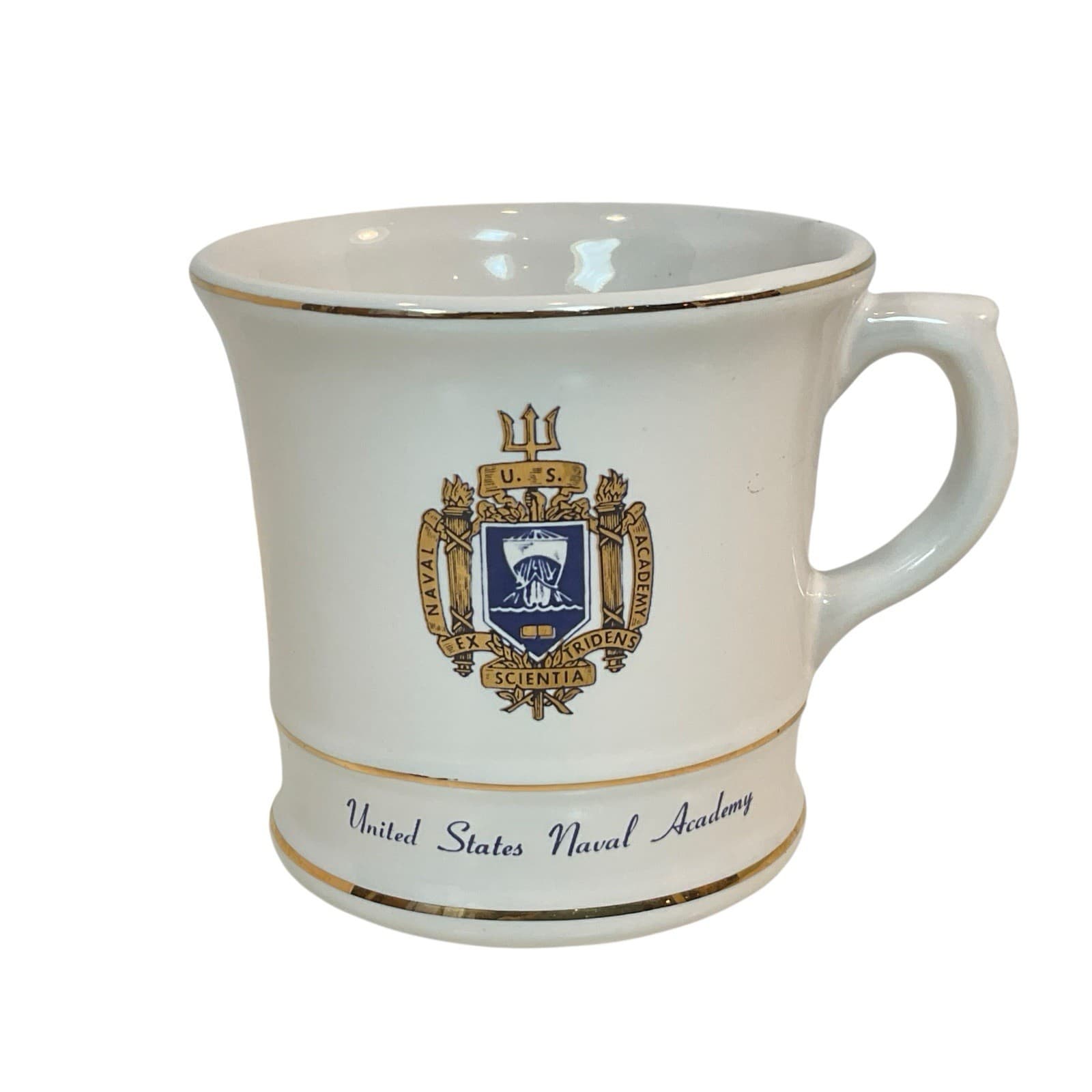 Vintage UNITED STATES NAVAL ACADEMY Ceramic Coffee MUG Cup Vintage Golden Crest 3