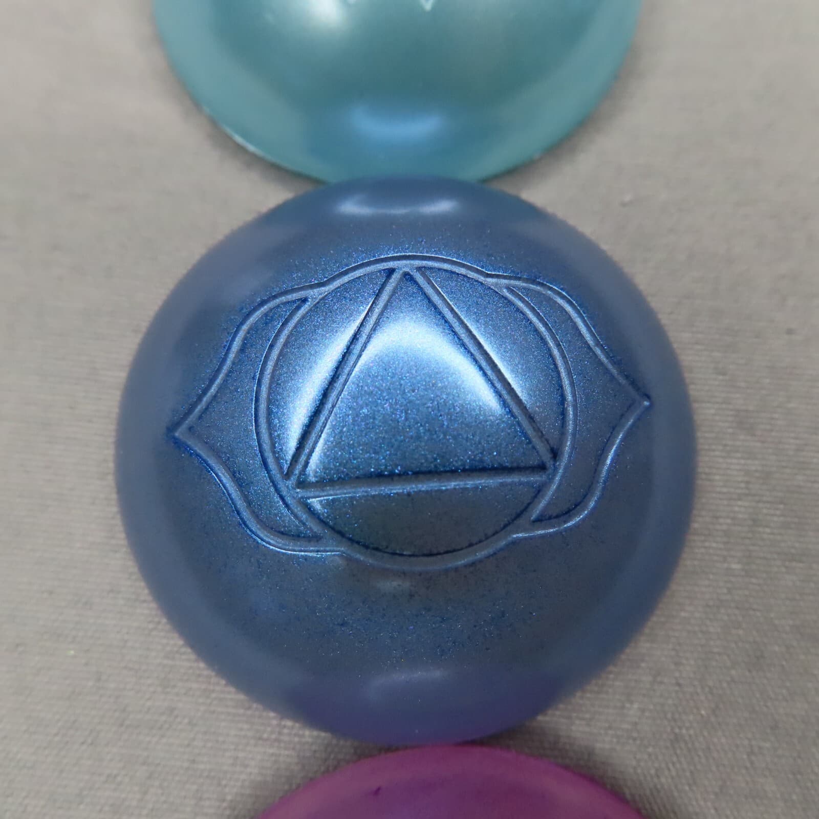 SANSKRIT Chakra Stones Set of 7 Round Dome Resin Wiccan Pagan Hindu Meditation 3