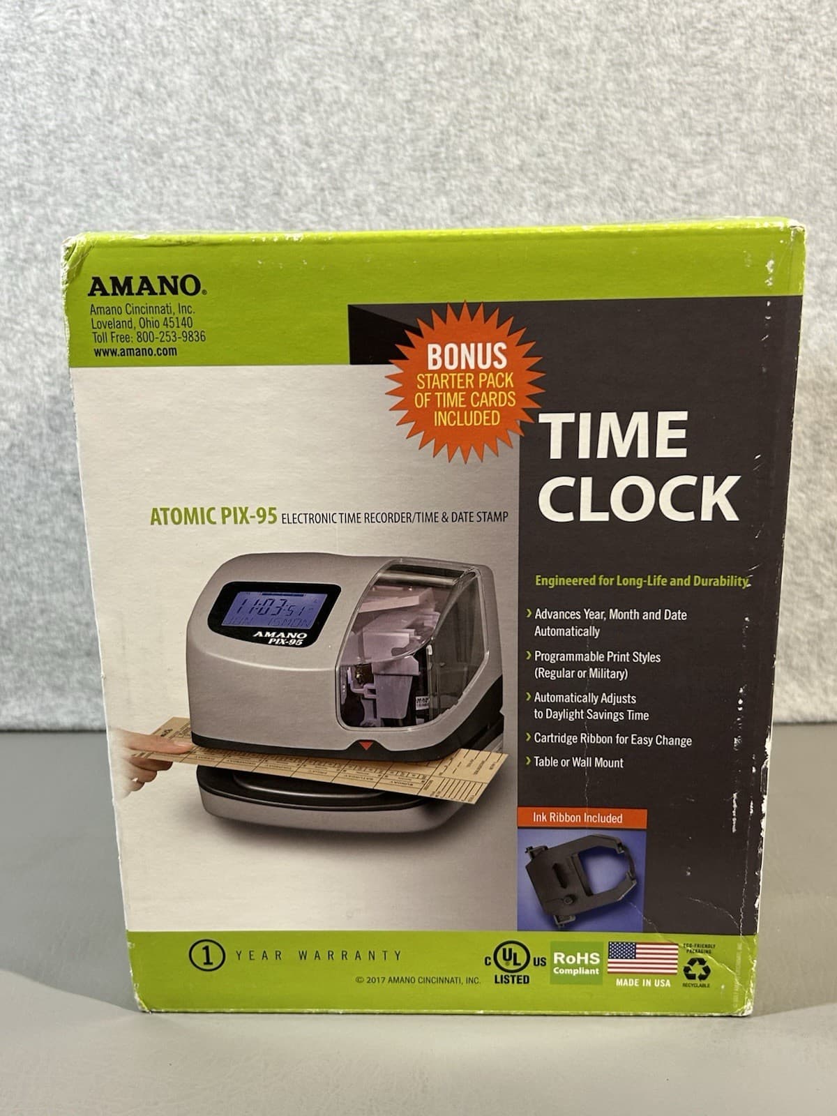 AMANO Atomic PIX-95 Time Clock Recorder New in Sealed Box