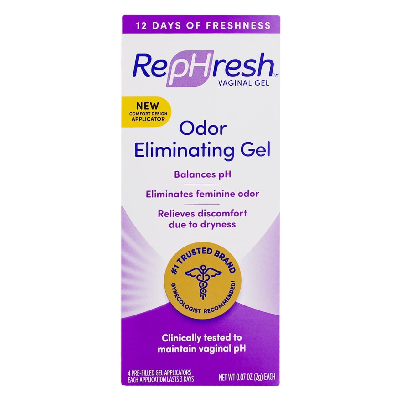 2 Pack RepHresh Odor Eliminating Vaginal Gel, 0.07 oz, 4 Ct