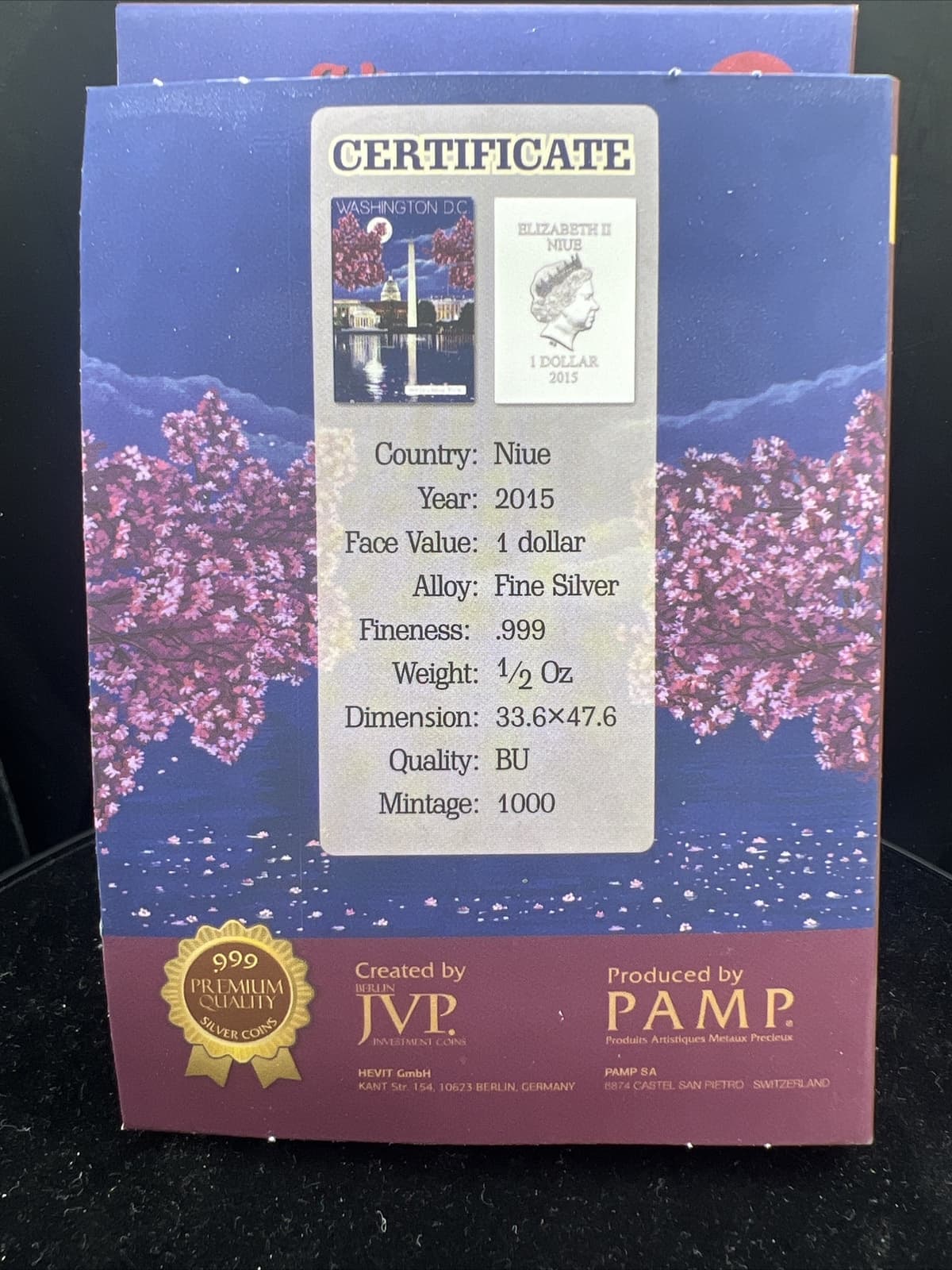 Niue 2015 $1 Vintage Mini Posters - Washington D.C. 1/2 Oz Silbermünze 2