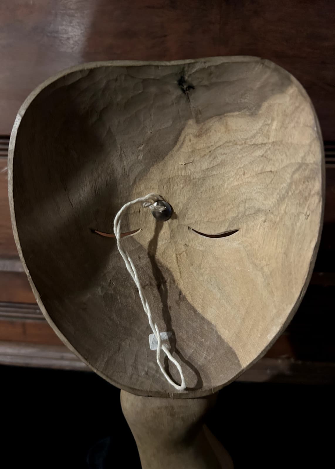 Indonesian Natural Wood Hand Carved Face Shhh Mask Ethnic Tribal Boho Wall Decor 4