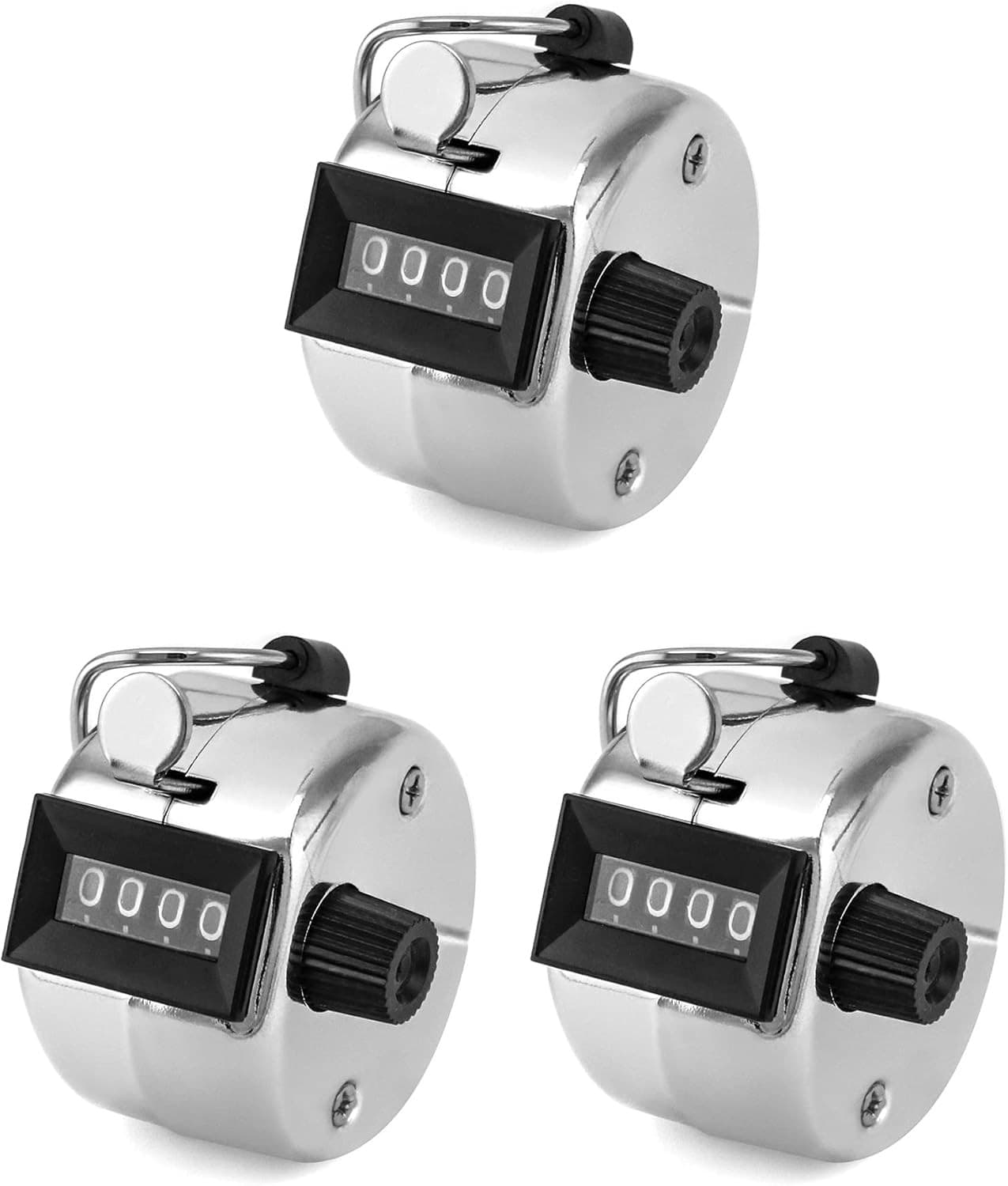 QWORK Metal Tally Counters Four-Digit Hand Counter, 3 Pcs Digital Counting... 