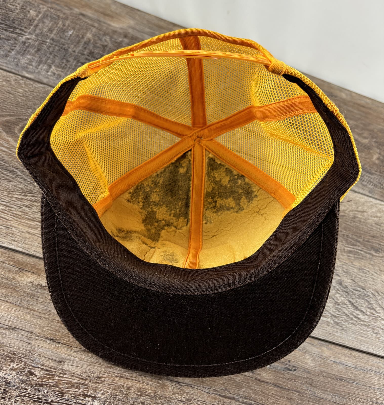 Gold Dairy Snapback Trucker Hat Brown Yellow Patch Scambled Eggs Vintage 5