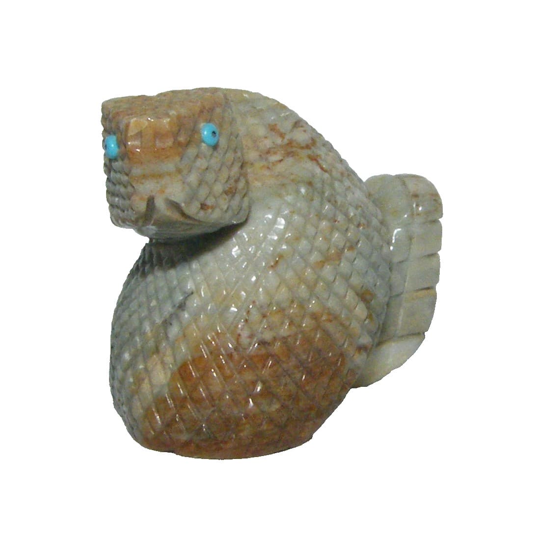 Vtg Kent BANTEAH Rattlesnake Native American Zuni Carved Stone Fetish Snake 1.5"