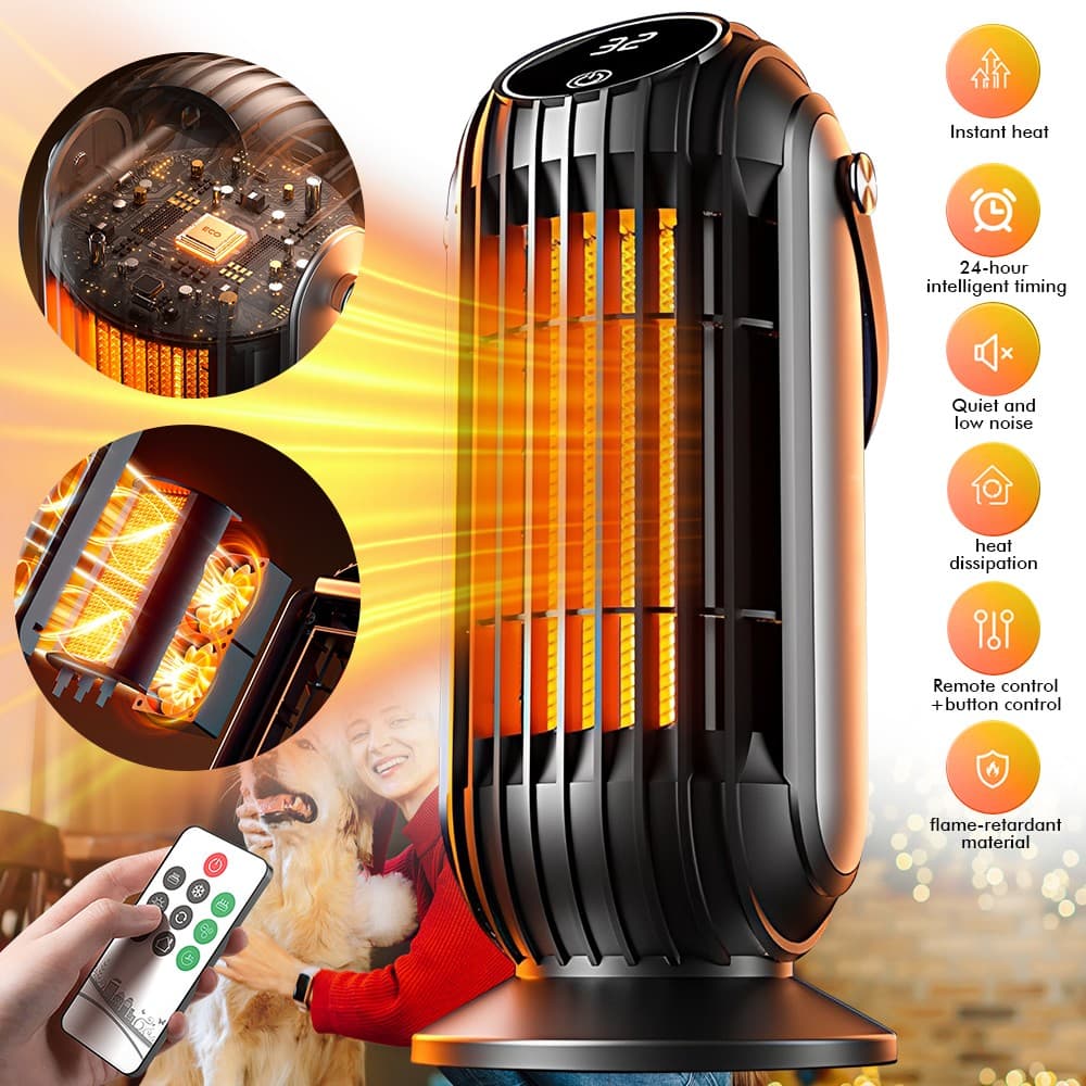 1500W Portable Electric Space Heater Garage Hot Air Fan for Indoor Large Room US 2