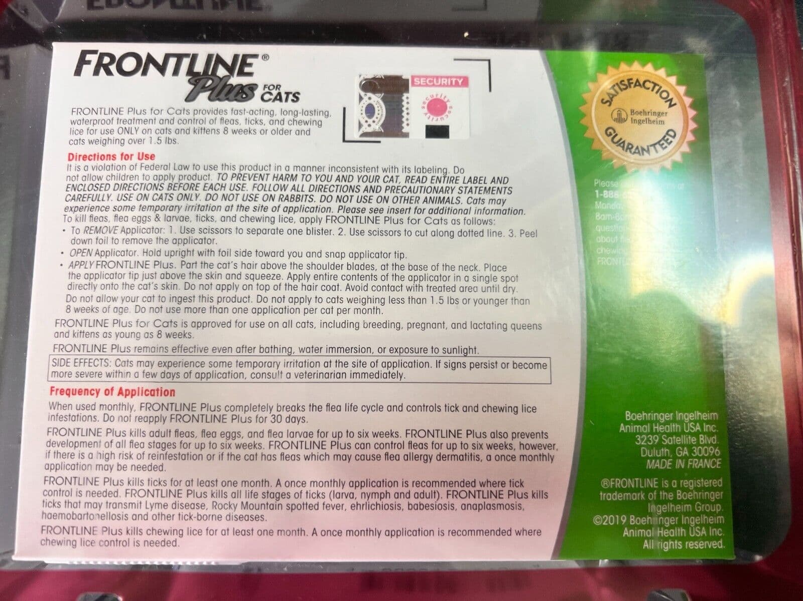 Frontline Plus for CATS over 1.5lbs/8 weeks 6 doses Fleas & Ticks 8404 2