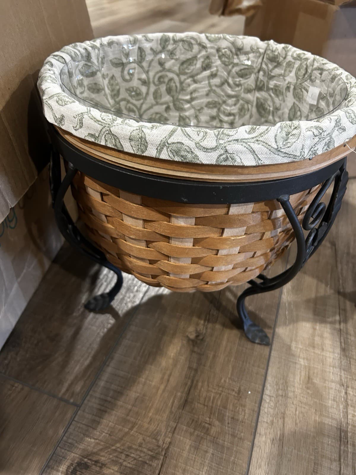 Longaberger Wrought Iron Plant Stand Foliage Basket Liner & Protector Planter