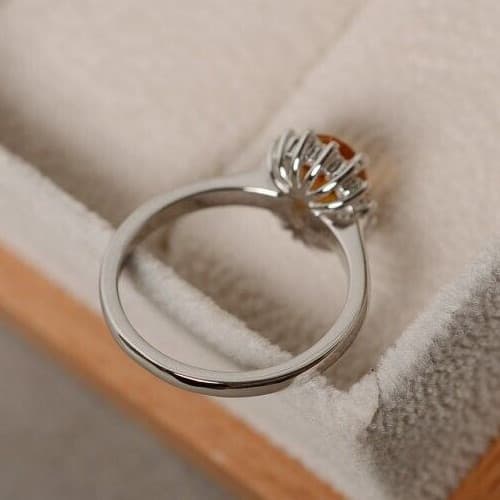 4.00 Ct Certified Oval Shape Natural Orange Diamond Ring VVS1 White Gold Finish 6