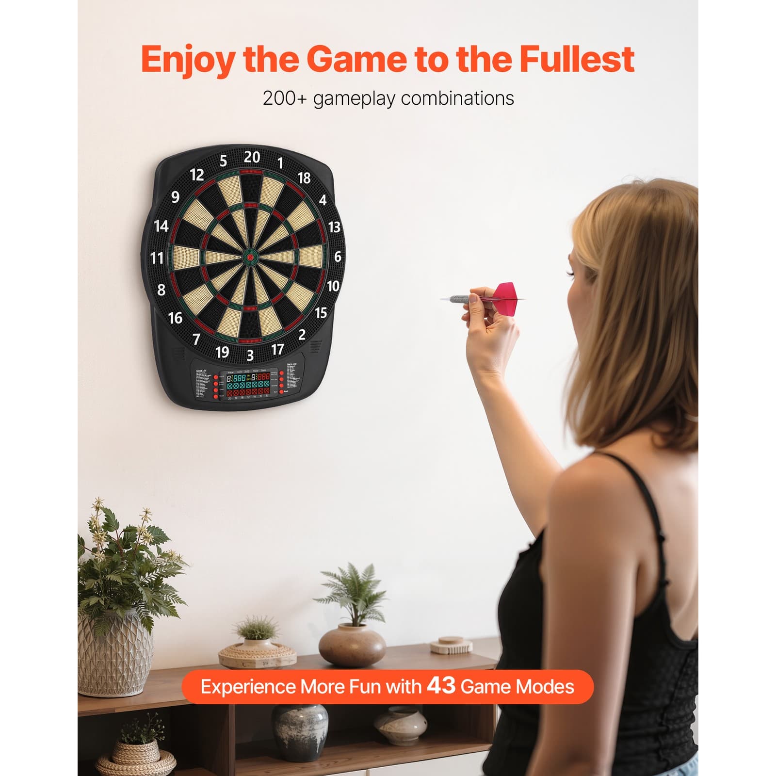 Uimoso Electronic Dartboard with 13.5" Target, 43 Games & 200+ Variations 2