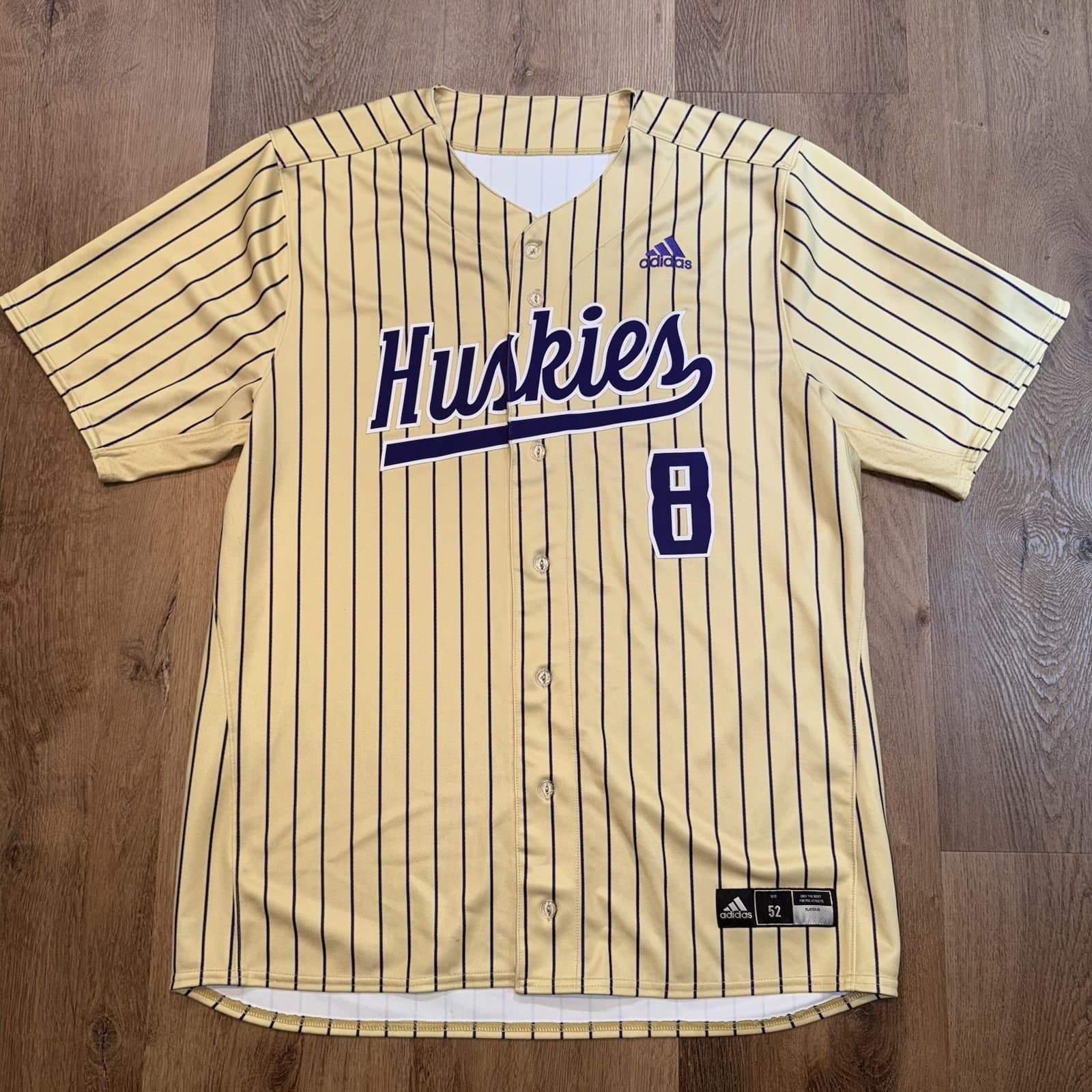 Washington Huskies Baseball Jersey UW Team Issue Game Worn Pac 12 Adidas Mens 52 2