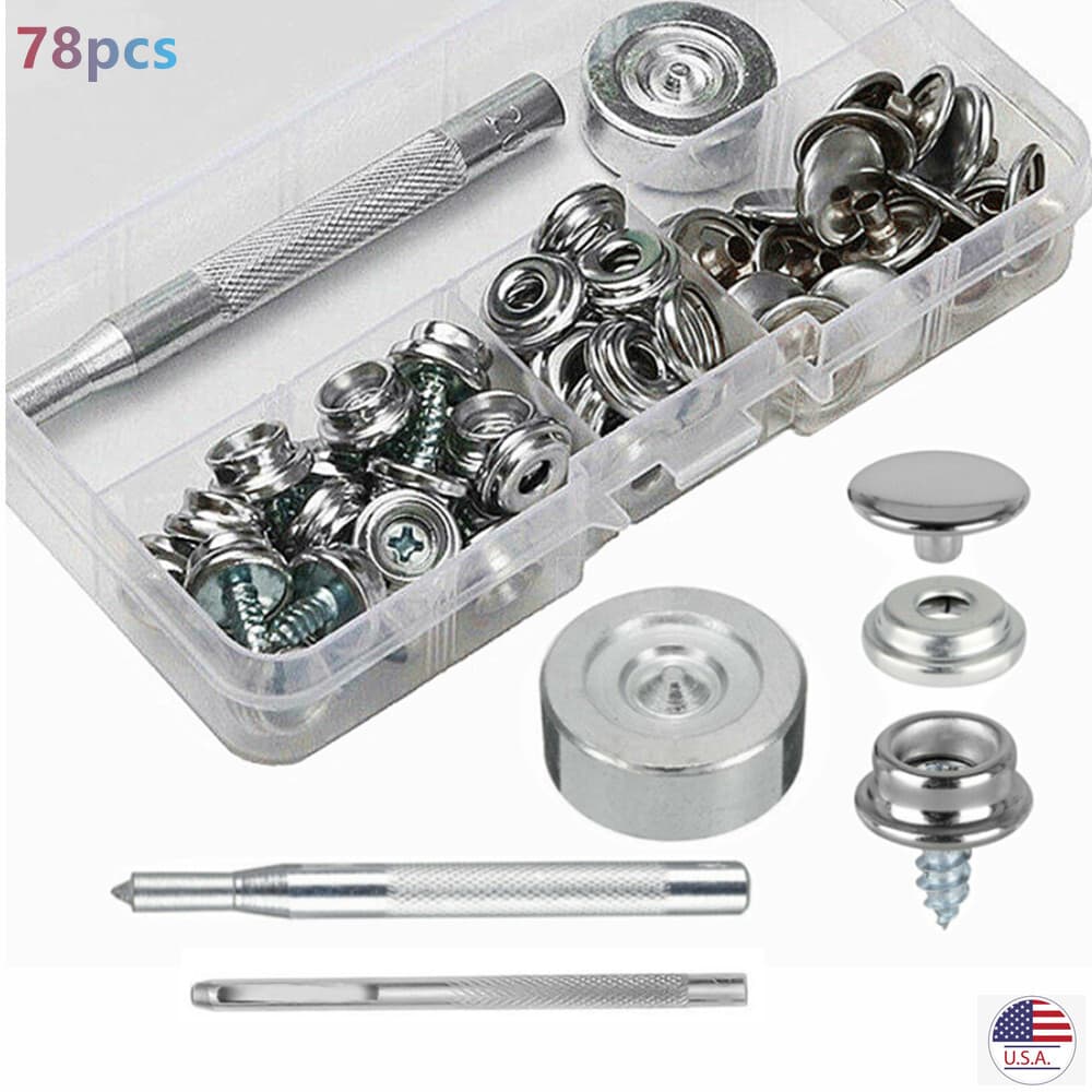 78X Snap Fastener Stainless Steel Boat Canvas Screw Press Stud Cover Button Kit 3