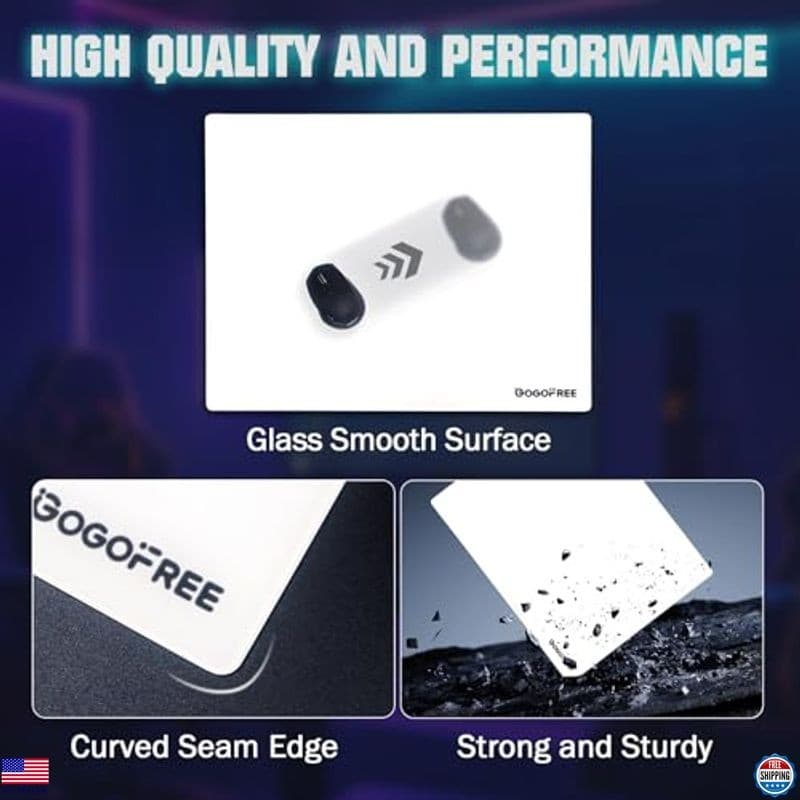 Glass Mousepad with Hard Surface for Gaming, Ultra Smooth Mouse Mat, Premium 6