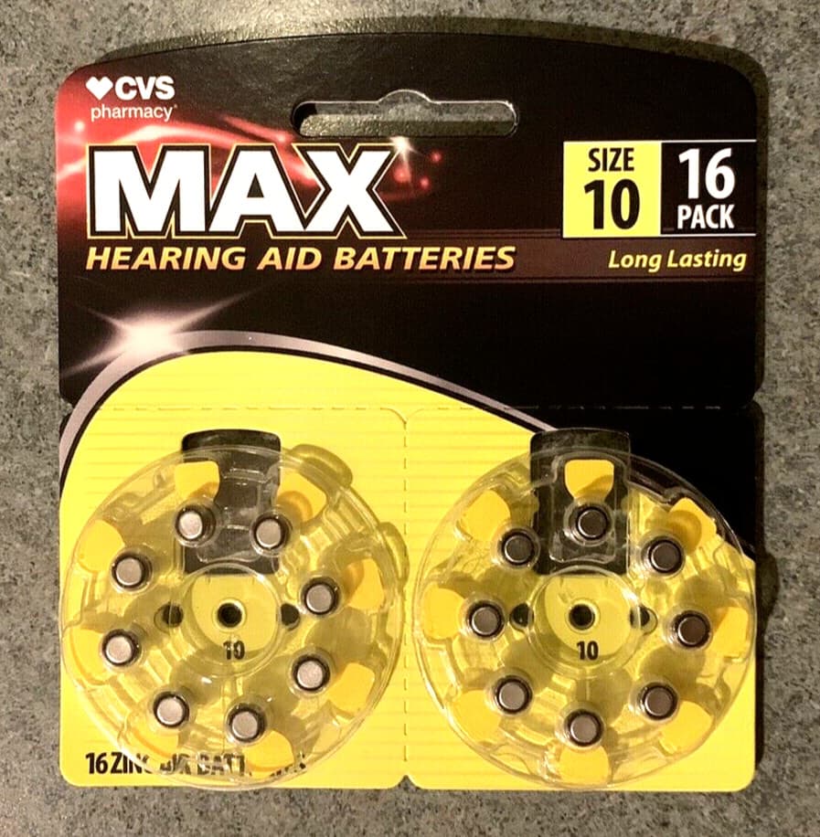 CVS MAX Hearing Aid Batteries Size 10 Pack of 16 Expires May 2027